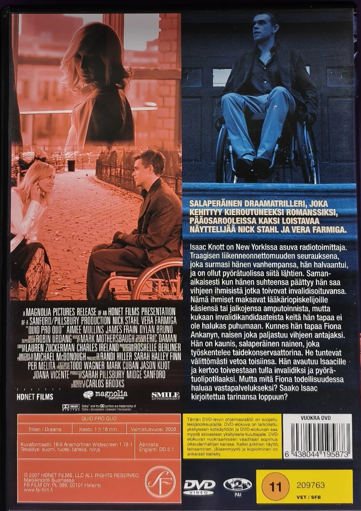 DVD) Quid Pro Quo (2008) Nick Stahl, Vera Farmiga