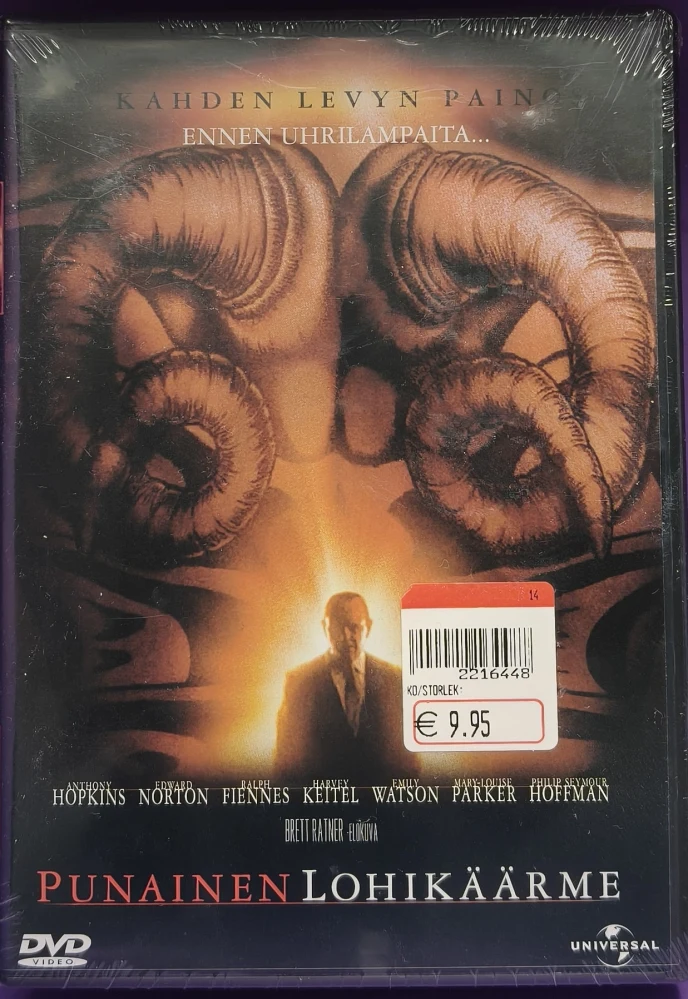 UUSI (2 DVD) Anthony Hopkins: Punainen Lohikäärme (2002) SUOMIKANNET