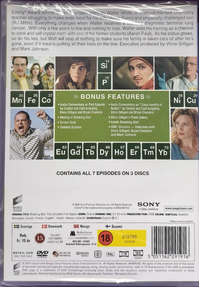 UUSI (3 DVD) Breaking Bad - 1. Kausi (2008)