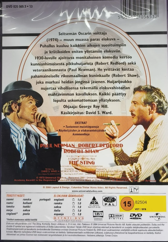 UUSI (DVD) Paul Newman, Robert Redford: Puhallus (1973) SUOMIKANNET