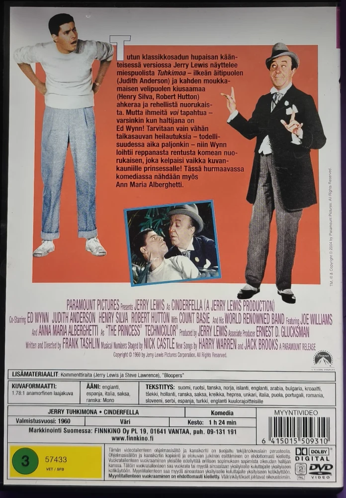 DVD)  Jerry Lewis: Jerry Tuhkimona - Cinderfella (1960) SUOMIKANNET