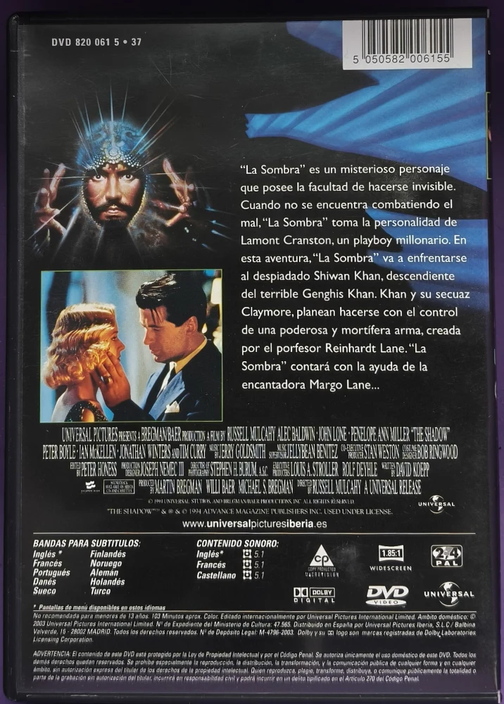 DVD) Alec Baldwin: The Shadow - varjo (1994) SUOMITEKSTIT
