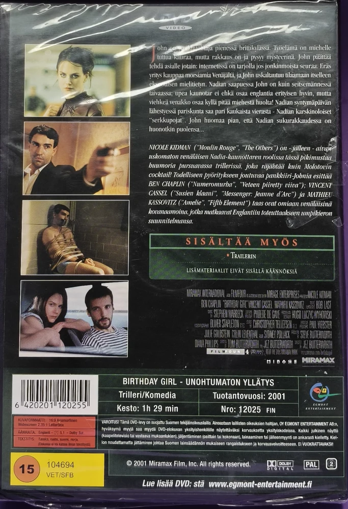 UUSI (DVD) Birthday Girl - Unohtumaton yllätys (2001) EGMONT