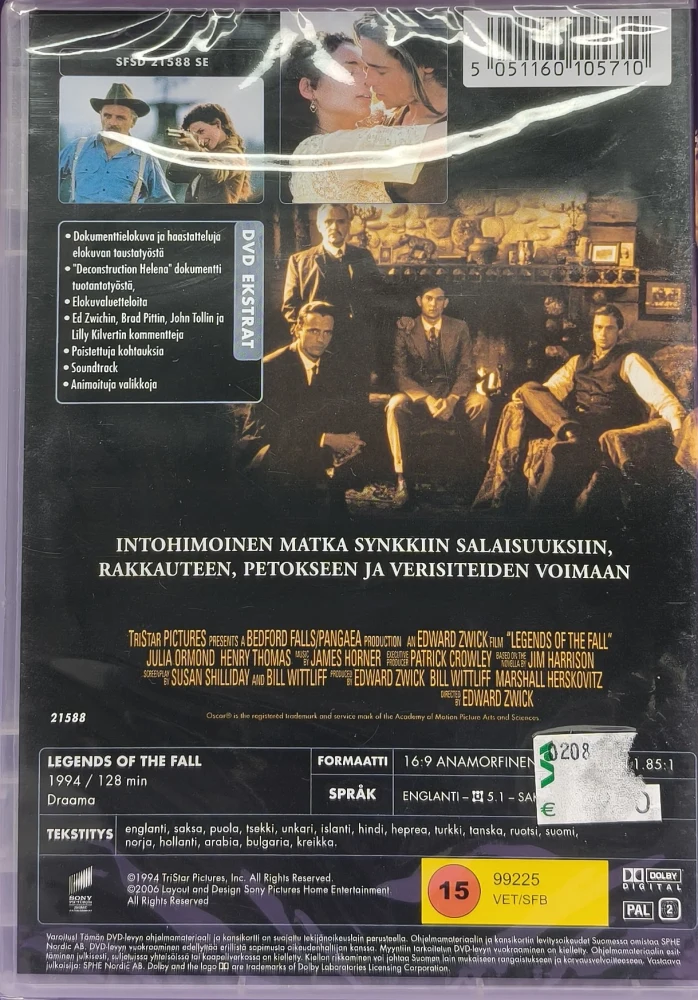 UUSI (DVD) Brad Pitt: Intohimon tuulet (1994) SUOMIKANNET