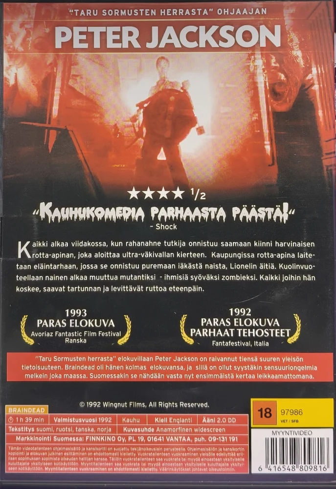 DVD) PETER JACKSON: BRAINDEAD (1992) SUOMIKANNET