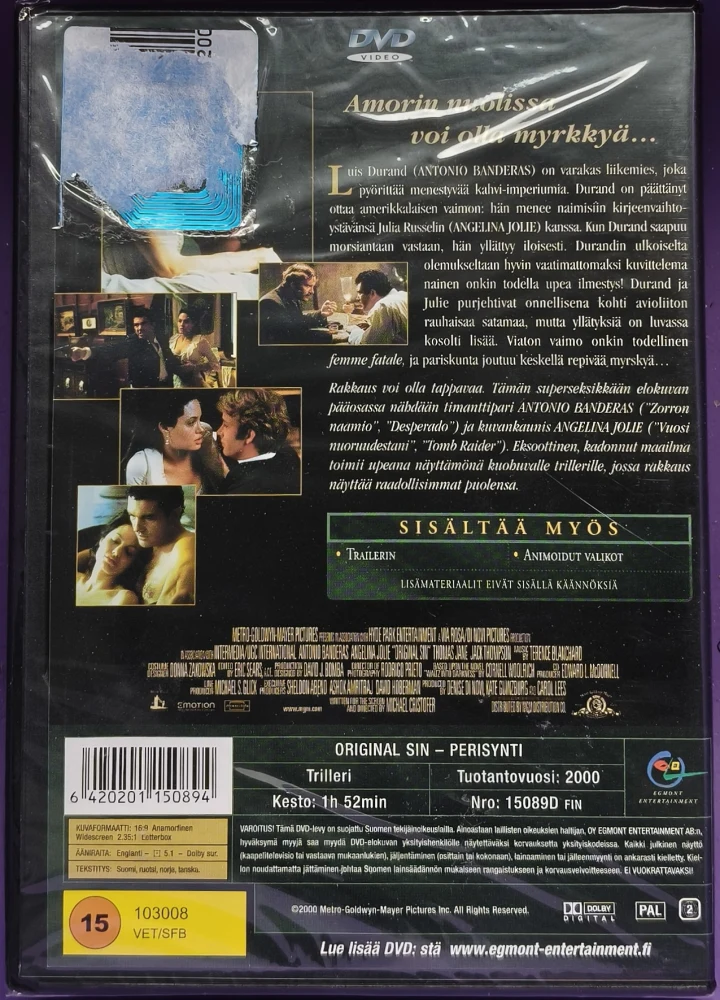 UUSI (DVD) ANGELINA JOLIE: Original sin - Perisynti (2000) EGMONT