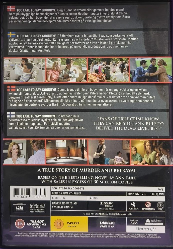 DVD)  Rob Lowe: Too Late To Say Goodbye (2009)