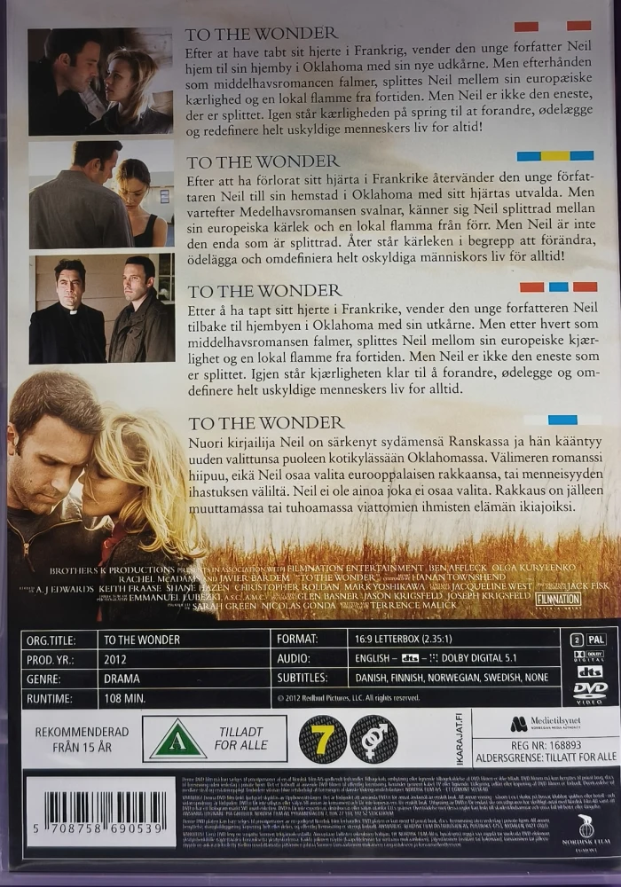 DVD) Terrence Malick: To The Wonder (2012) SUOMITEKSTIT