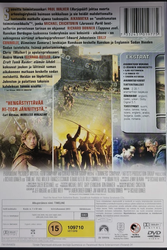 DVD) Gerard Butler: Aikamatka - Timeline (2003) SUOMIKANNET
