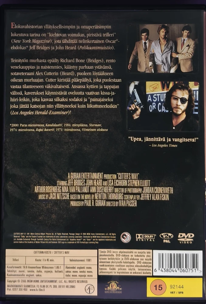 DVD) Jeff Bridges: Cutterin Kosto (1981) SUOMIKANNET