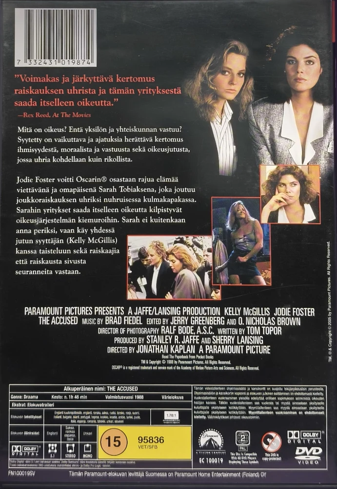 DVD) Jodie Foster,Kelly McGillis: Syytetty (1988) SUOMIKANNET