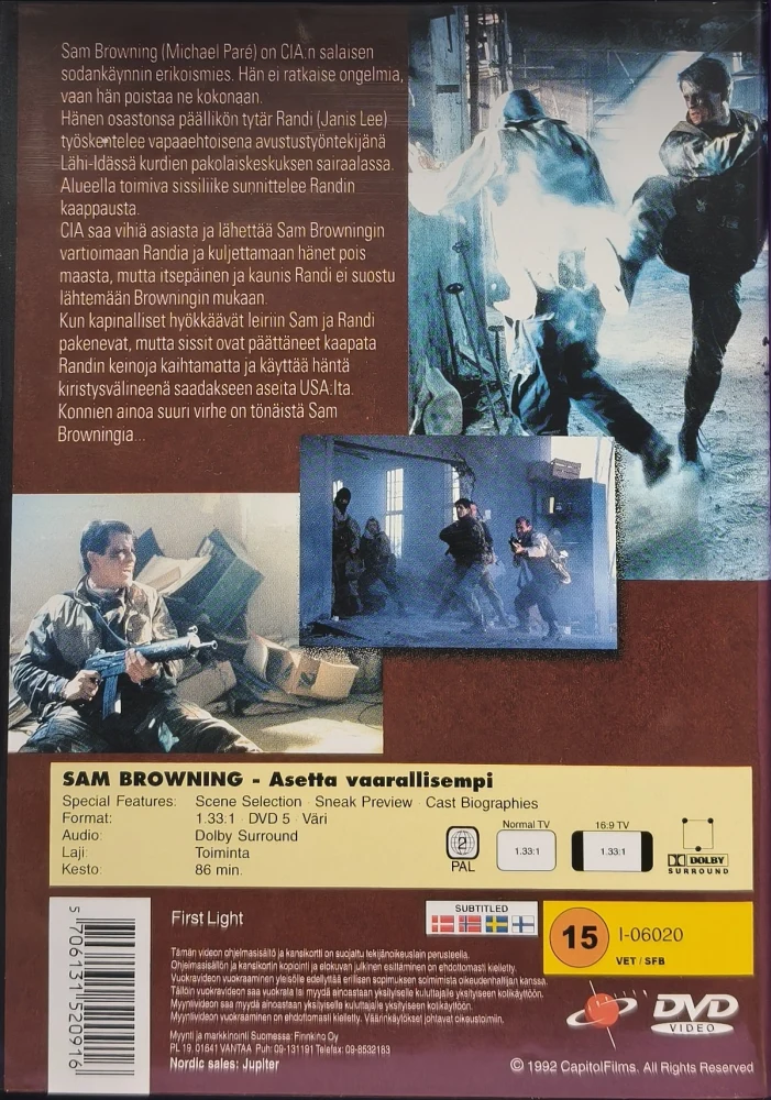 DVD) Sam Browning - asetta vaarallisempi (1992) JUPITER