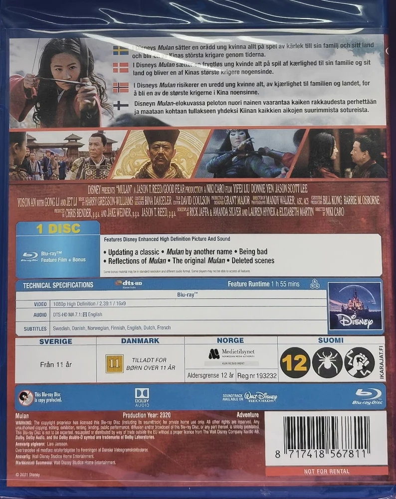 UUSI (BLU-RAY) DISNEY: Mulan (2020) Näytelmäelokuva