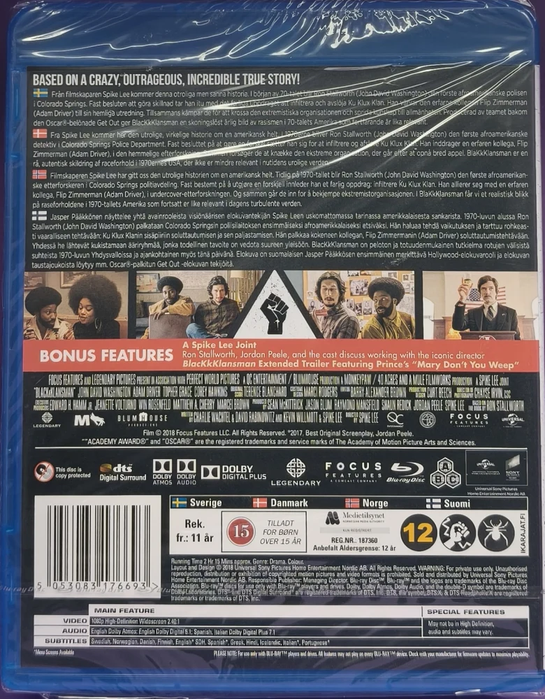 UUSI (BLU-RAY) BlackkKlansman (2018) Jasper Pääkkönen
