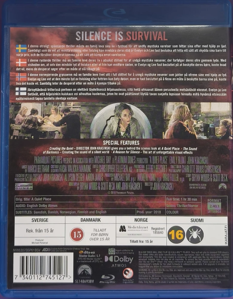 BLU-RAY) Emily Blunt: A Quiet Place (2018)