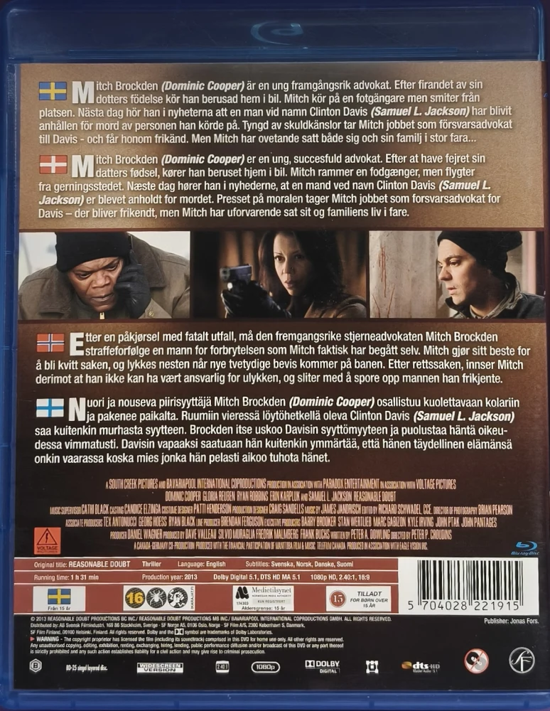 BLU-RAY) Reasonable Doubt (2014) Samuel L Jackson