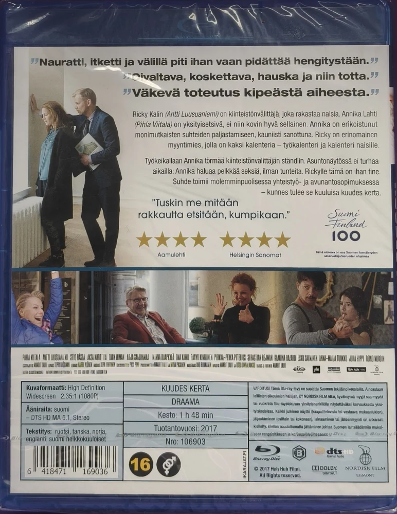 UUSI (BLU-RAY) Kuudes Kerta (2017) Antti Luusuaniemi