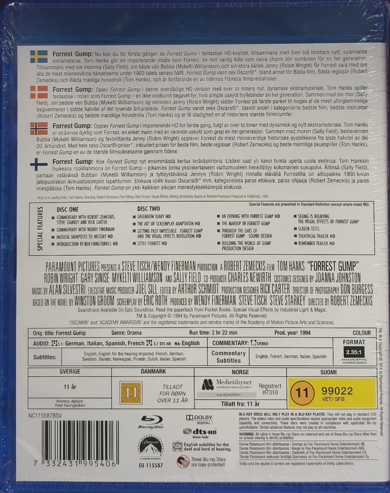 UUSI (2 BLU-RAY) Forrest Gump  -  Kahden Levyn Erikoisjulkaisu (1994)