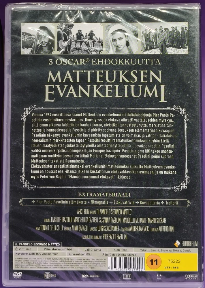 UUSI (DVD) Pier Paolo Pasolini: Matteuksen Evankeliumi (1965)