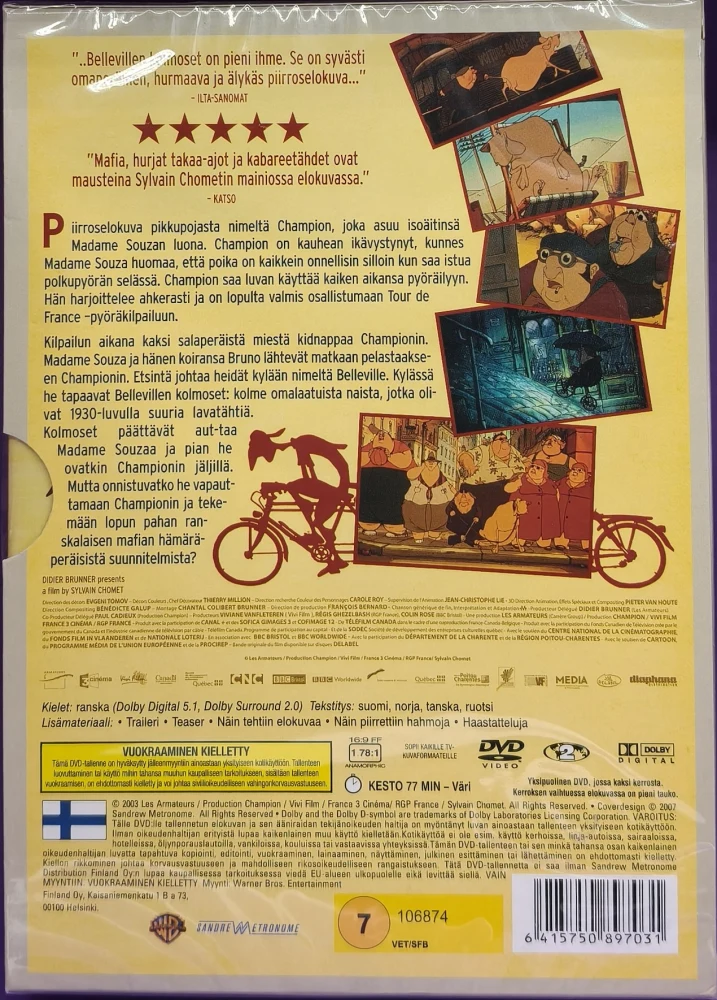 UUSI (DVD) Bellevillen kolmoset (2003) SUOMIKANNET