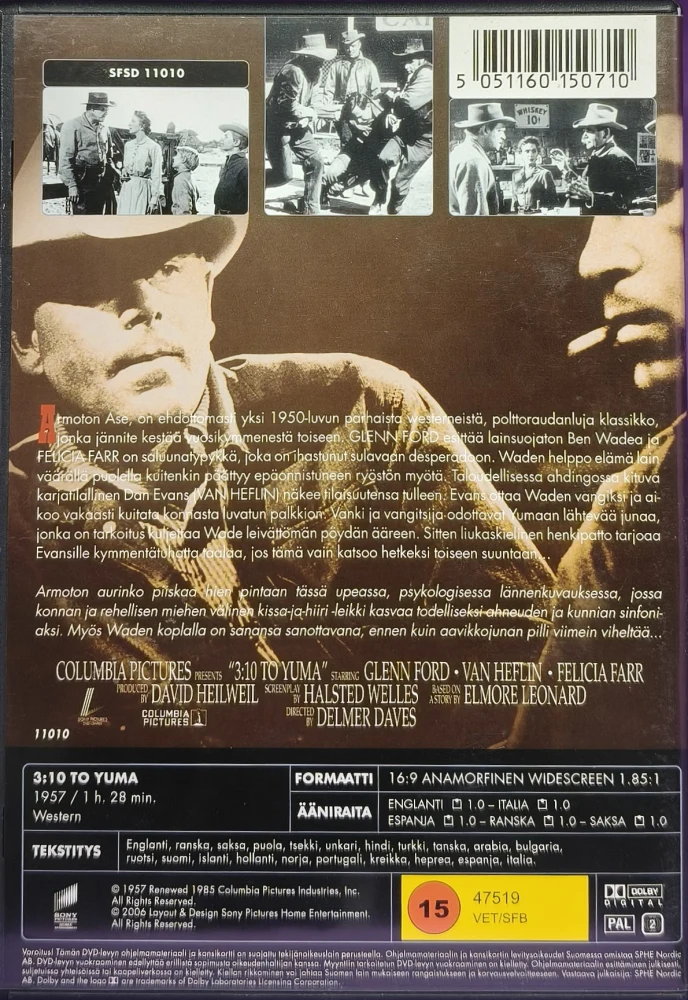 DVD) Glenn Ford: Armoton ase - 3:10 to Yuma (1957) SUOMIKANNET