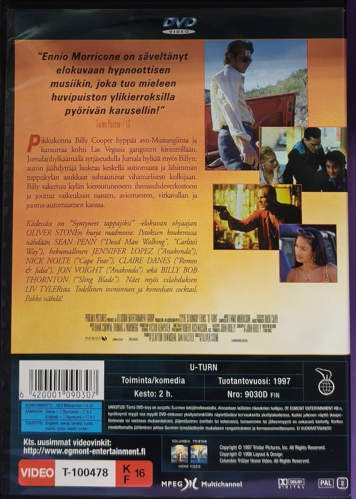 DVD)  Sean Penn, Jennifer Lopez: U-käännös helvettiin (1997) EGMONT