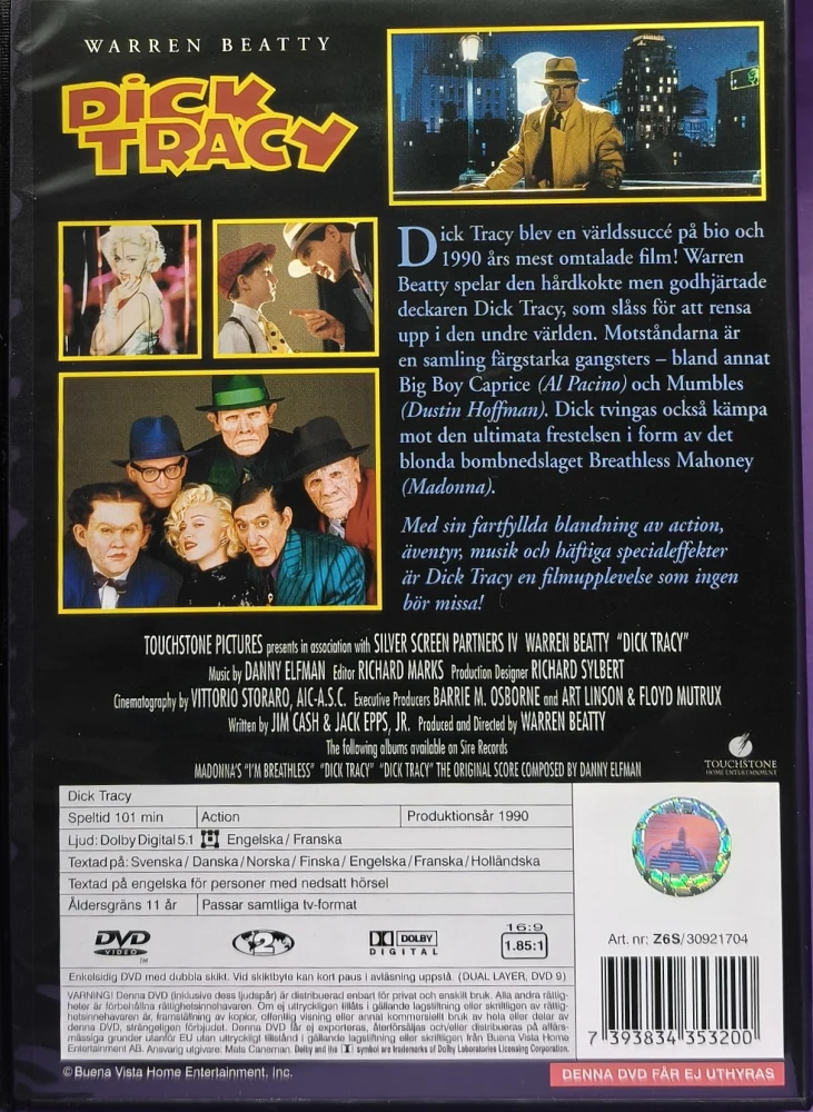 DVD) Dick Tracy (1990) SUOMITEKSTIT