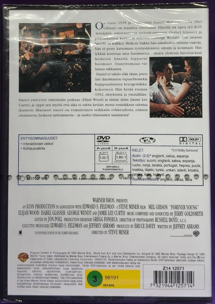 UUSI (DVD) Mel Gibson: Ikuisesti nuori - Forever Young (1992) SUOMIKANNET