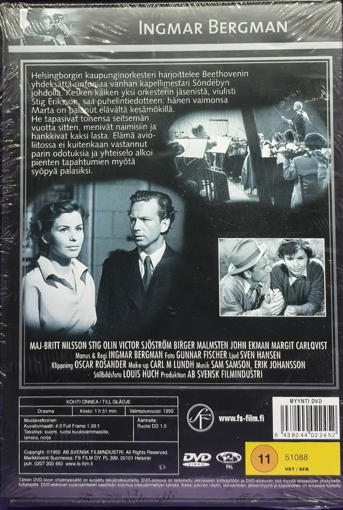 UUSI (DVD) Ingmar Bergman: Onnea kohti - Till glädje (1950)
