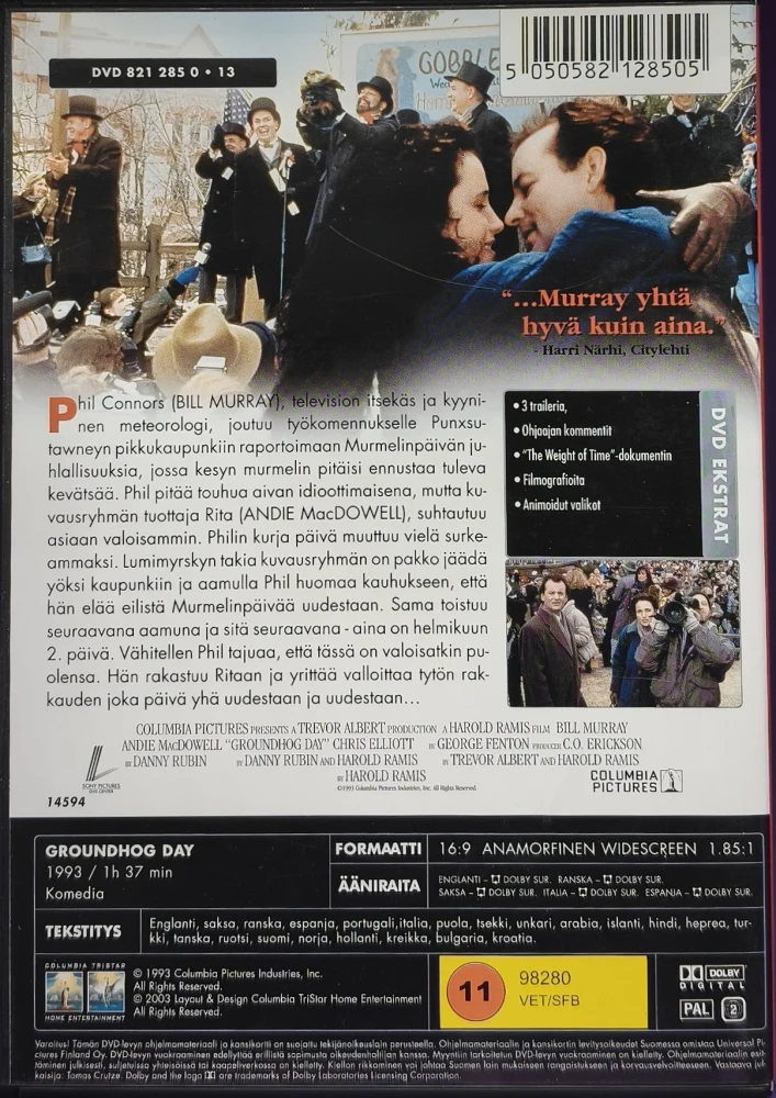DVD) Bill Murray: Päiväni murmelina (1993) SUOMIKANNET