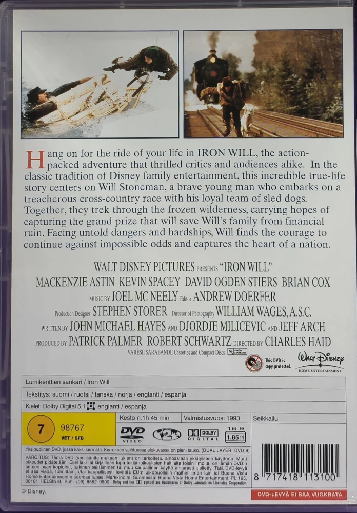 DVD) WALT DISNEY: Iron Will (1994) SUOMITEKSTIT