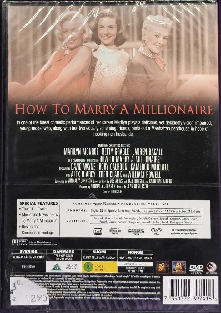 UUSI (DVD) Marilyn Monroe: How To Marry A Millionaire (1953)