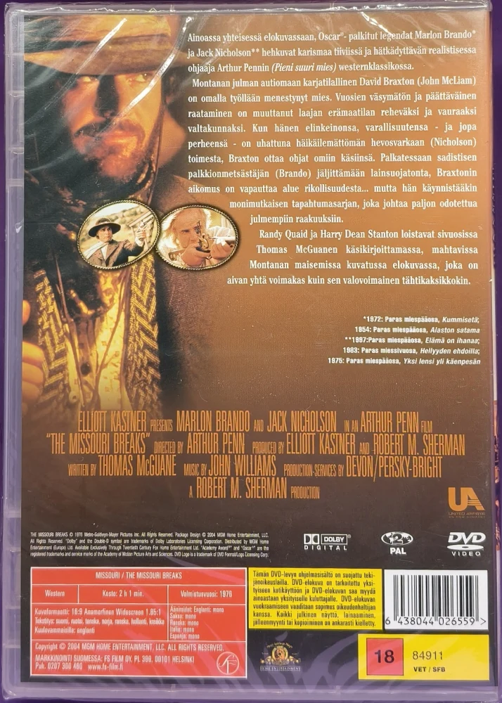 UUSI (DVD) Marlon Brando, Jack Nicholson: Missouri (1976)
