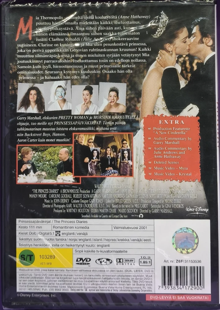 UUSI (DVD) Anne Hathaway: Prinsessa Päiväkirjat (2001)
