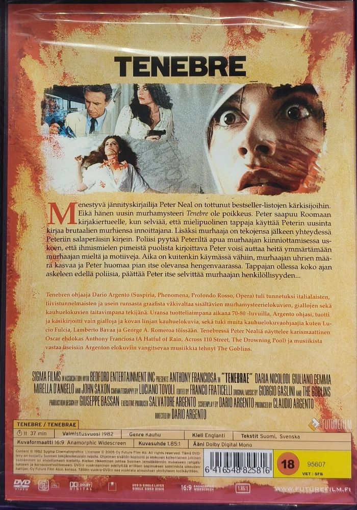 UUSI (DVD) Dario Argento: Tenebre (1982) SUOMIKANNET