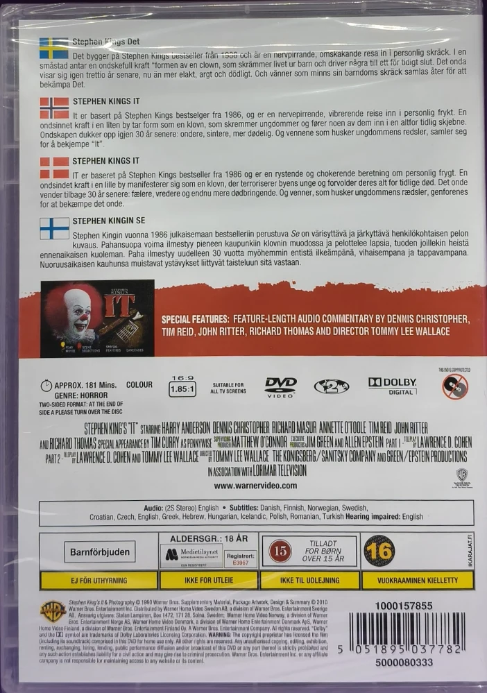 UUSI (DVD) Stephen King's IT - Stephen Kingin SE (1990)