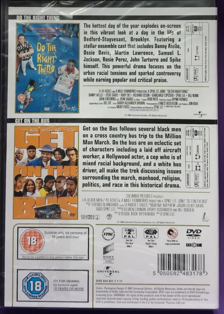 UUSI (2 DVD) Spike Lee: Do the Right Thing & Get on the Bus (1989) & (2001)