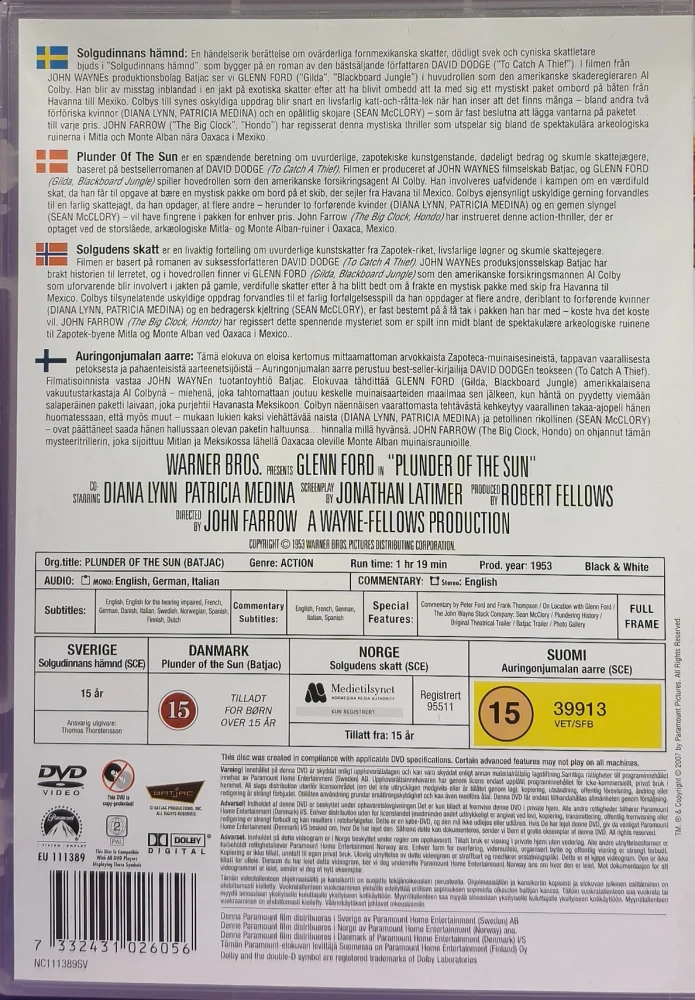 DVD) Glenn Ford: Auringonjumalan Aarre - Plunder Of The Sun (1953)