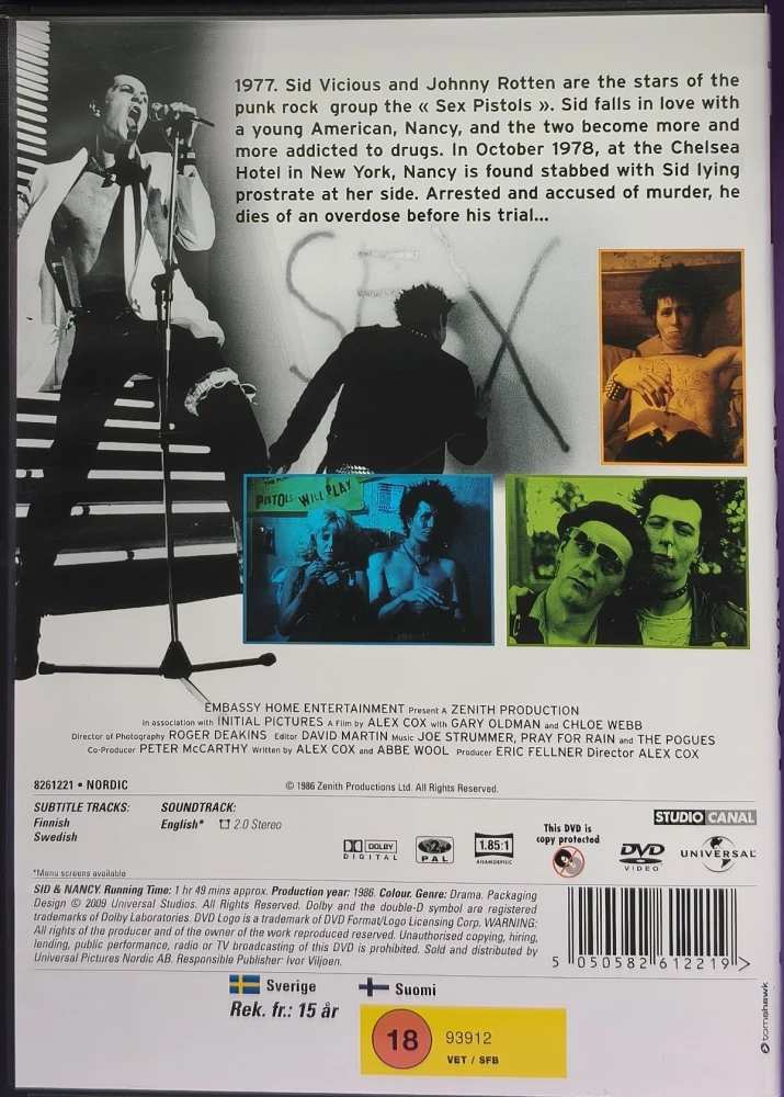 DVD) Gary Oldman: Sid & Nancy (1986) SUOMITEKSTIT