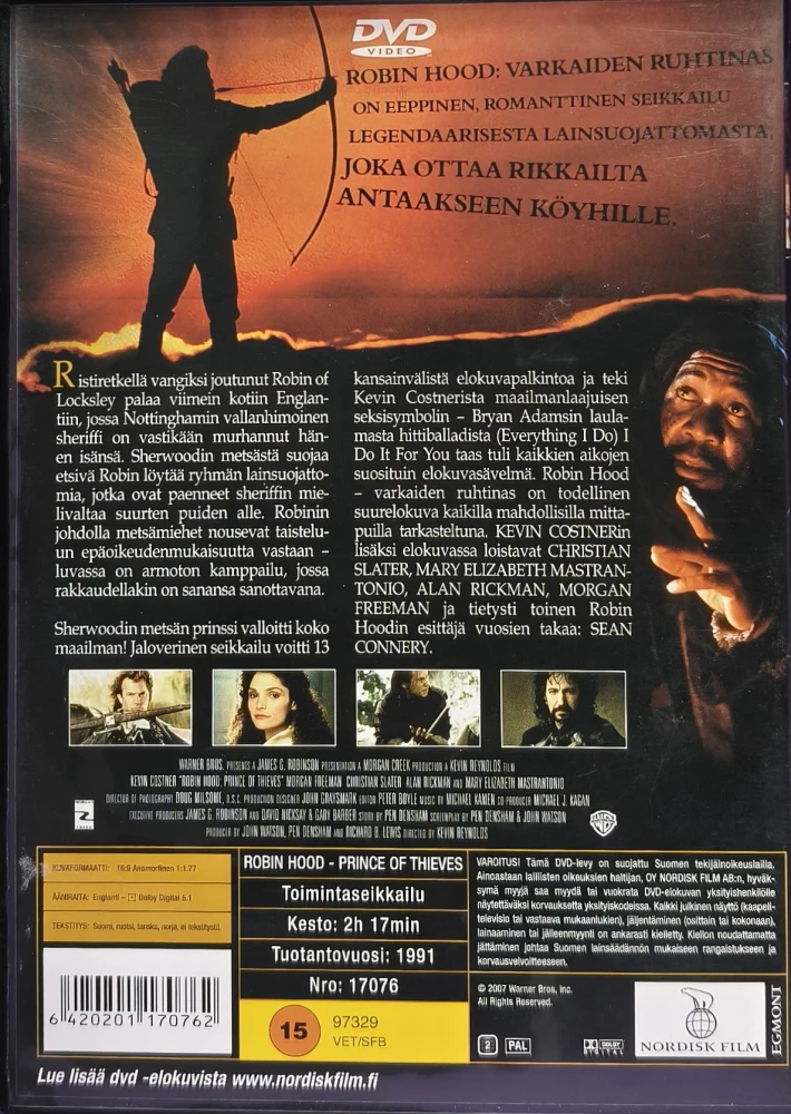 DVD) Kevin Costner: Robin Hood - Varkaiden ruhtinas (1991)
