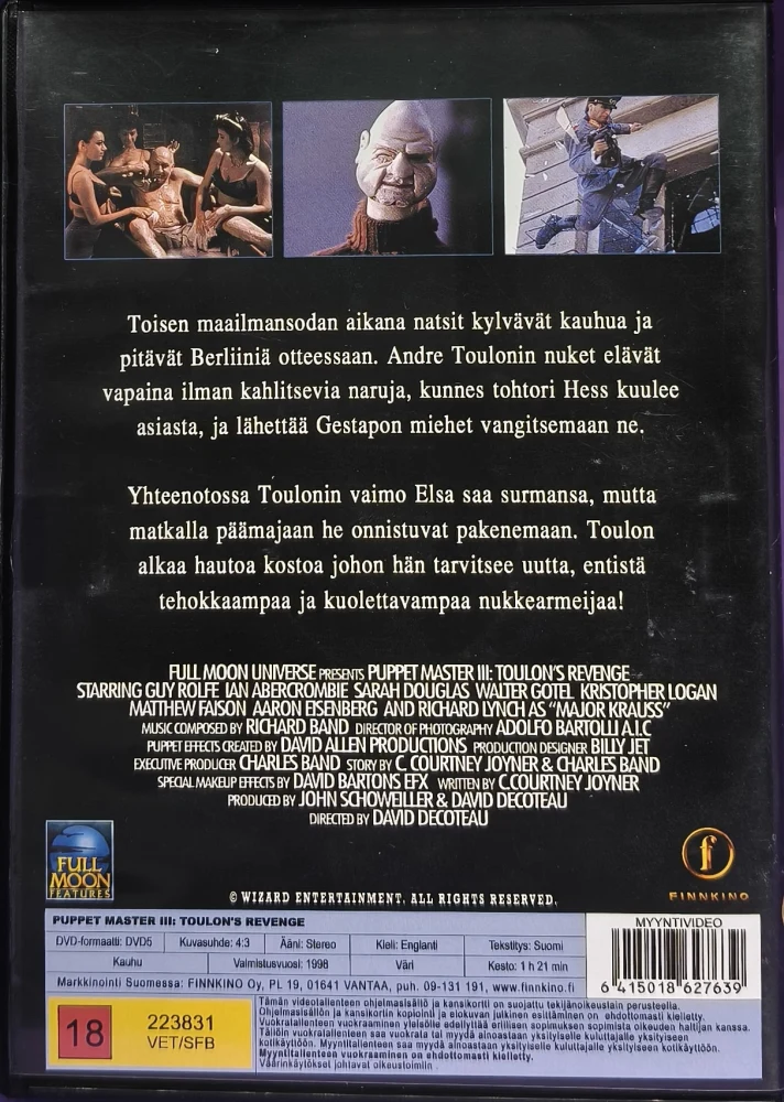 DVD) Puppet Master III (3) - Toulon's Revenge (1998) SUOMIKANNET