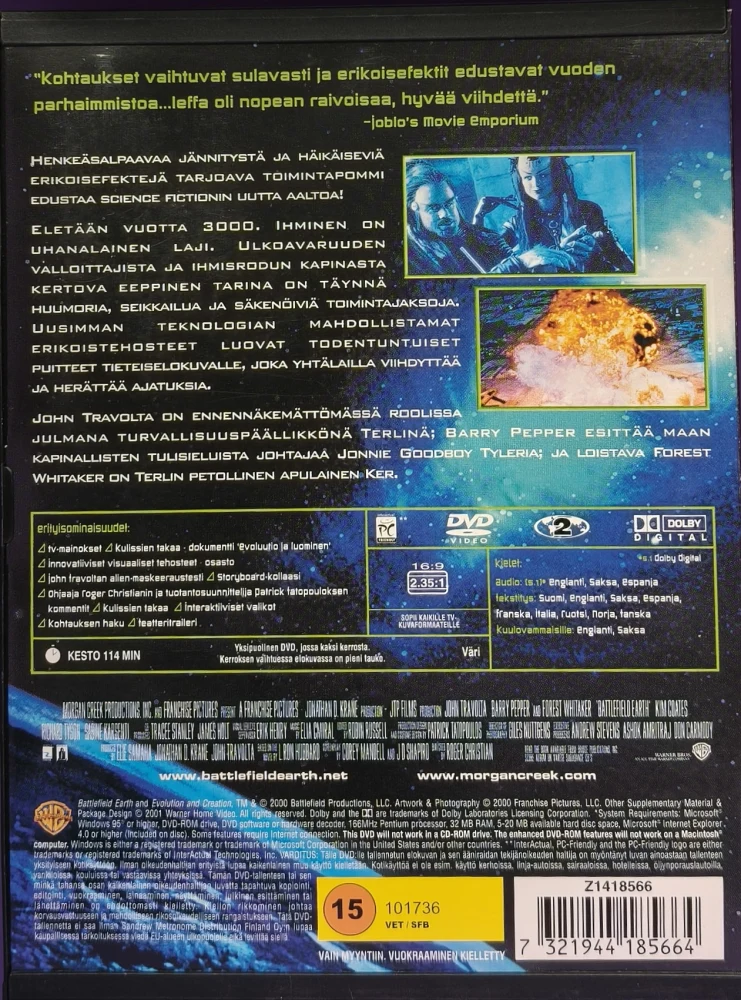 DVD) John Travolta: Battlefield Earth - Taistelukenttä maa (2000)