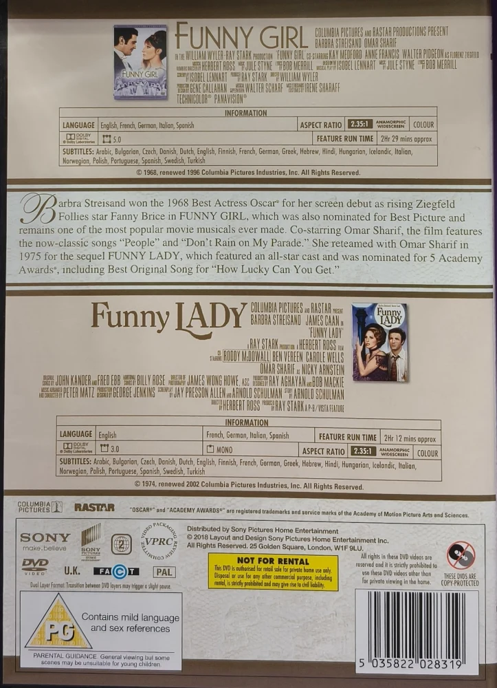 2 DVD) Barbra Streisand: Funny Girl (1968) & Funny Lady (1974)