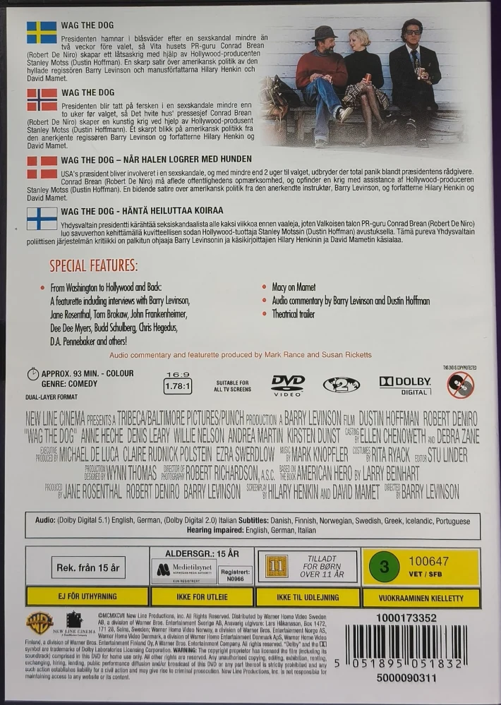 DVD) Wag the Dog - häntä heiluttaa koiraa (1997)