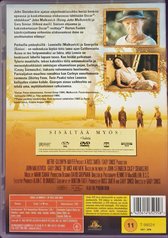 DVD) John Malkovich: Hiiriä ja Ihmisiä (1992)