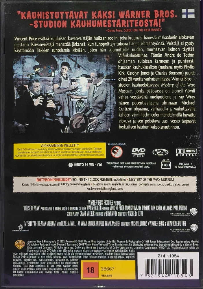 DVD) Vincent Price: Vahakabinetti (1933) SUOMIKANNET