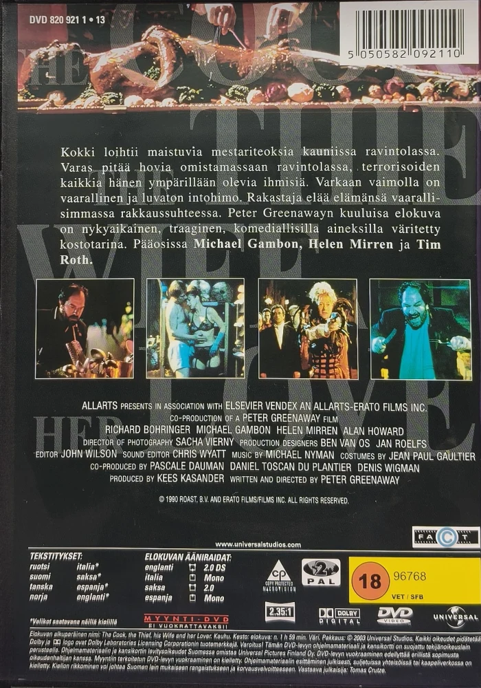 DVD) Kokki, varas, vaimo ja rakastaja (1989) SUOMIKANNET
