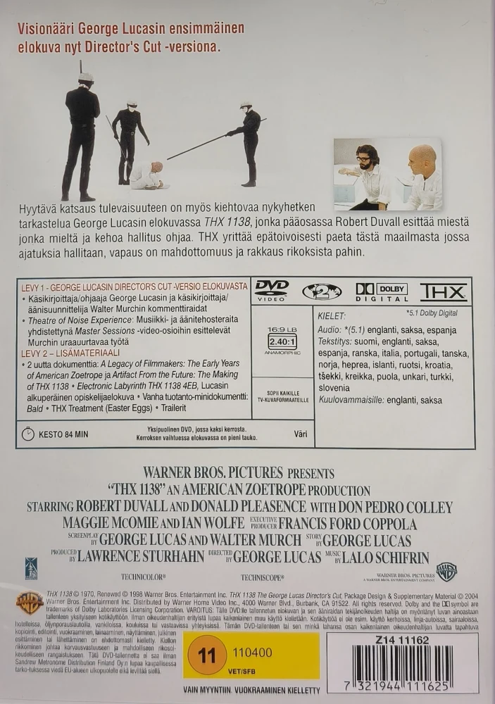 2 DVD) George Lucas: THX 1138 (1970) SUOMIKANNET