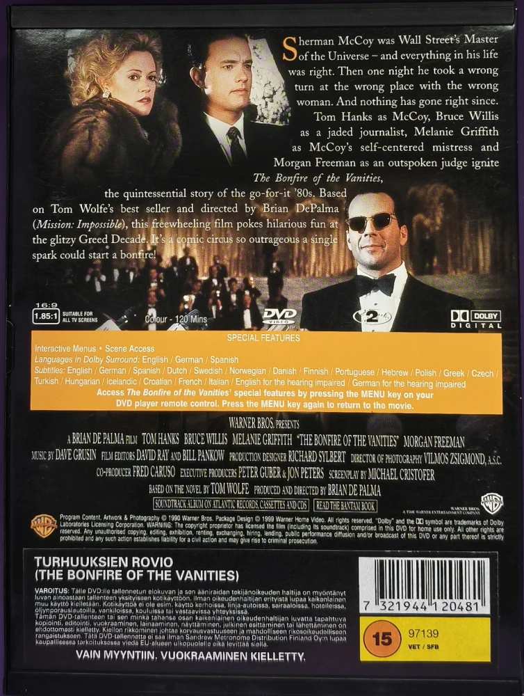 DVD) The Bonfire of the Vanities  - Turhuuksien rovio (1990)