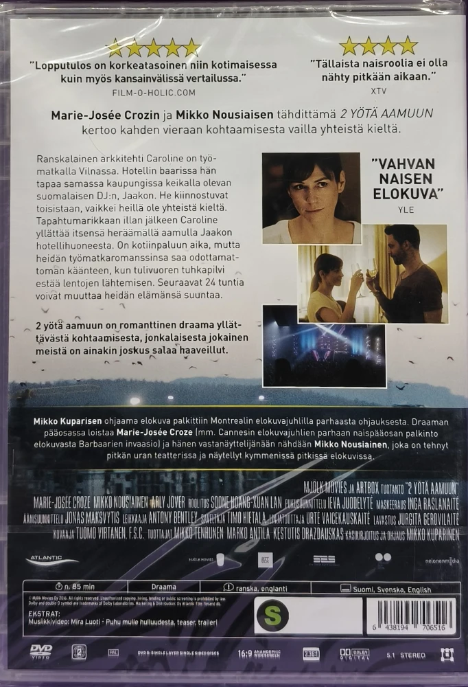 UUSI (DVD) 2 yötä aamuun (2015) Mikko Nousiainen, Marie-Josée Croze